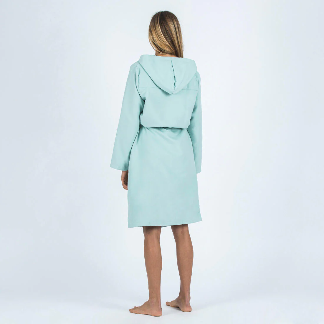 Bata de natación compacta con capucha de microfibra verde claro para mujer - Image 4