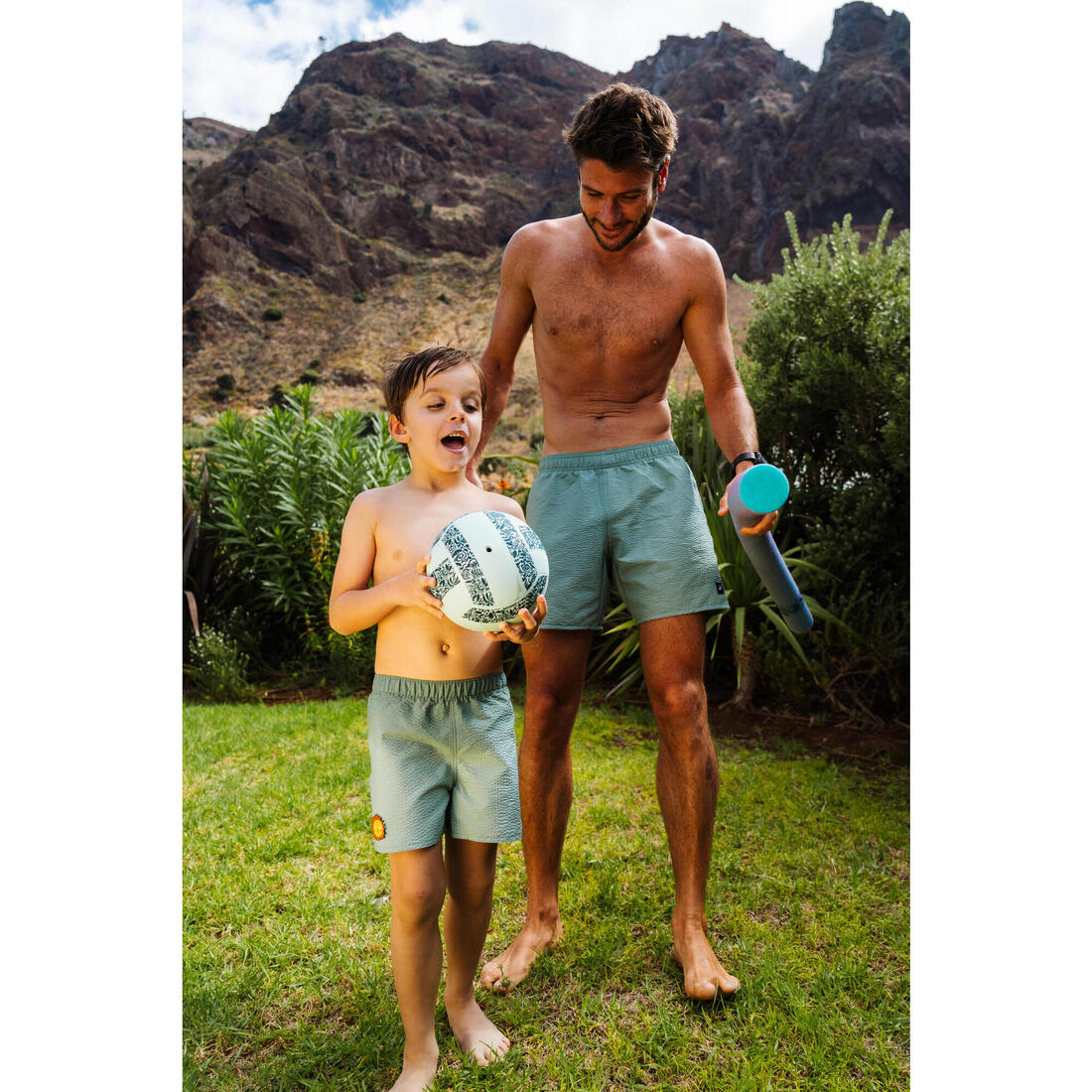 Bermuda de natación texturizado caqui para hombre 100 - Image 16