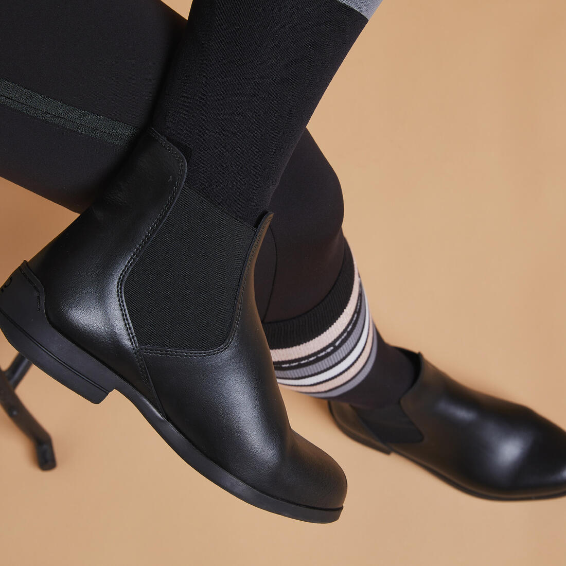 Botines de equitación de piel negros para adulto 500 - Image 7