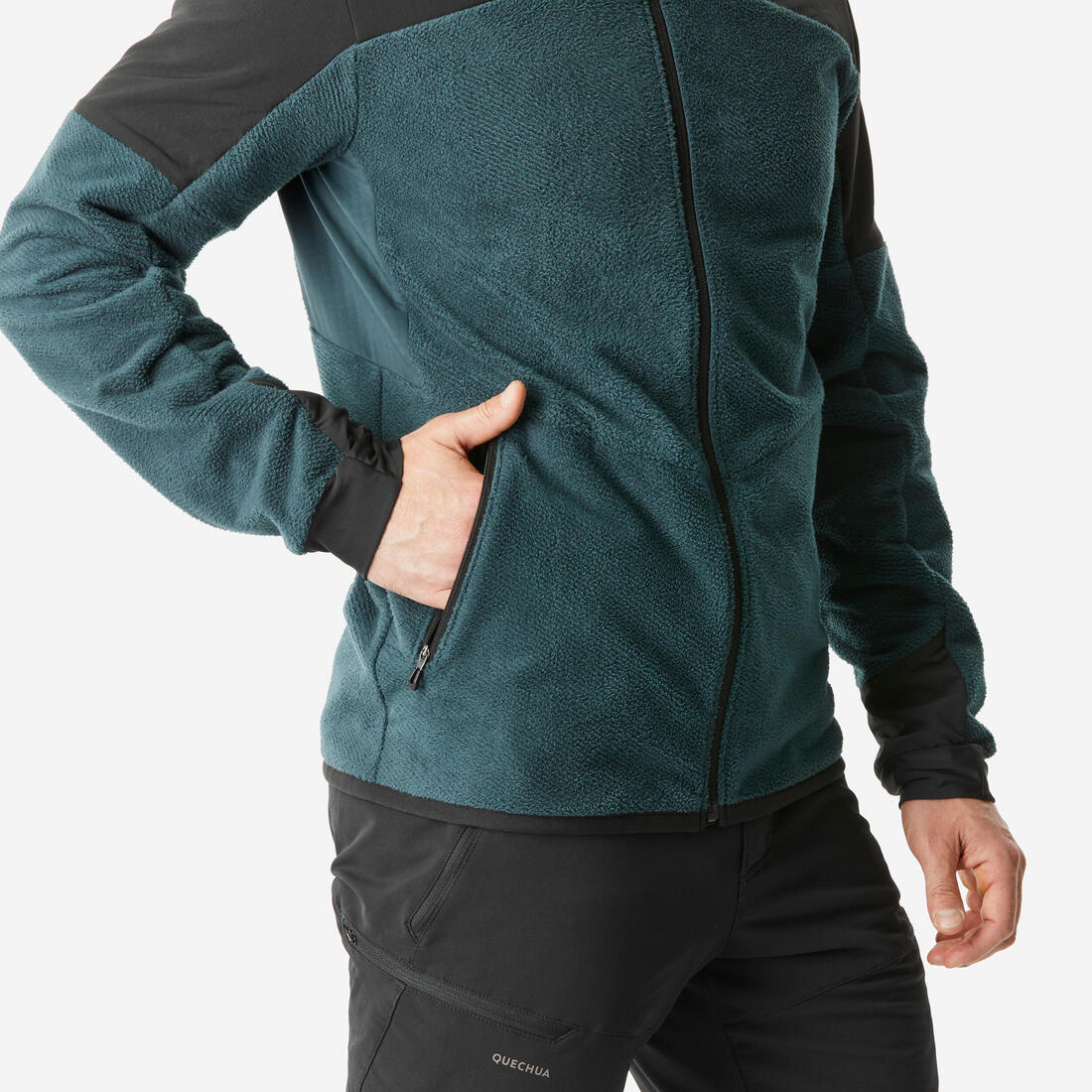 Chamarra de senderismo en montaña de forro polar verde para hombre MH500 - Image 7