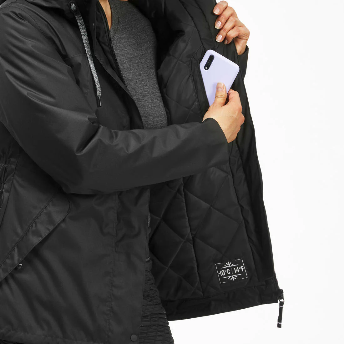 Chamarra de senderismo impermeable hasta -10 °C negra para mujer NH500 - Image 14