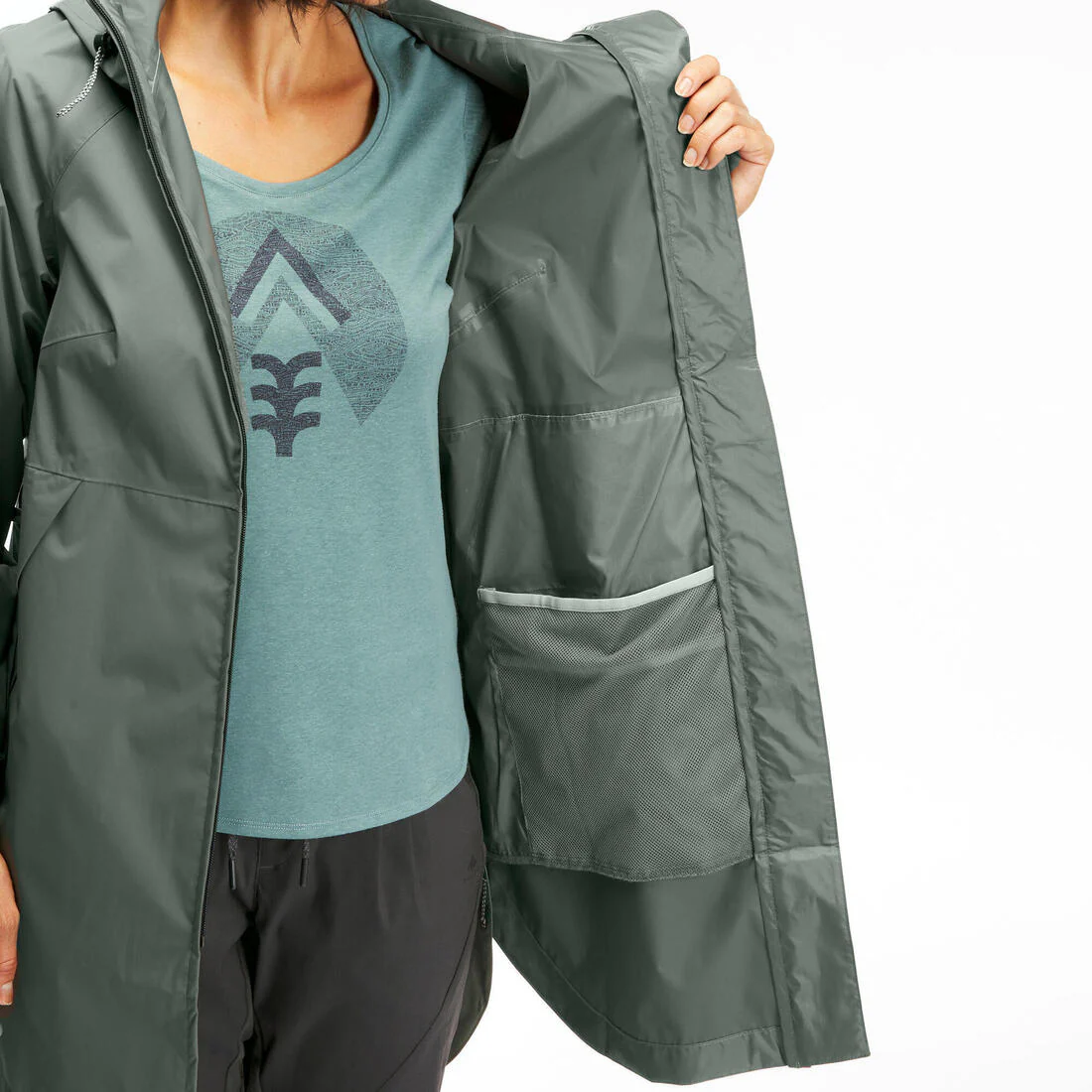 Chamarra de senderismo impermeable larga para mujer Raincut - Image 9
