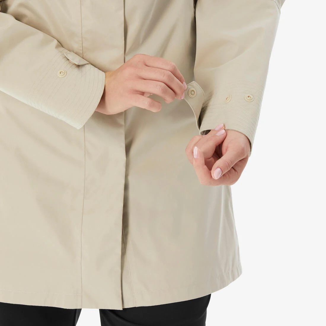 Chamarra de senderismo larga e impermeable beige para mujer NH500 - Image 6