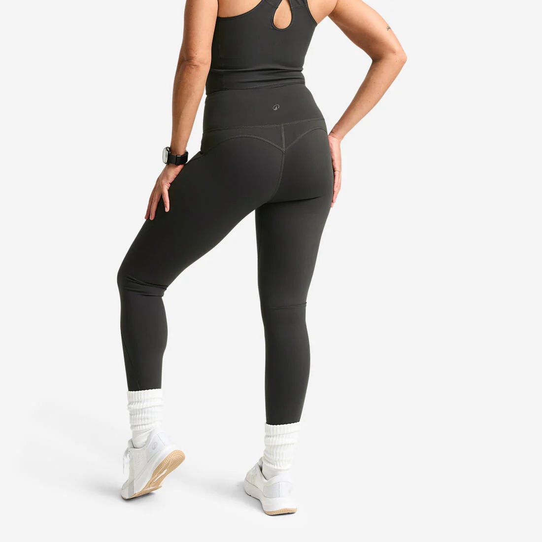 Leggings deportivos con corte moldeador de tiro alto rojo oscuro para mujer - Image 4