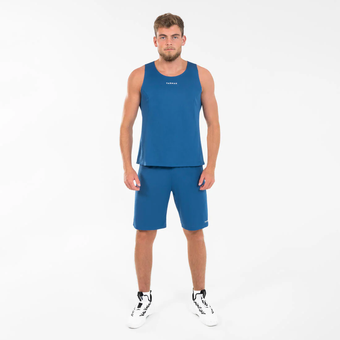 Playera de básquetbol sin mangas azul marino unisex T100 - Image 4