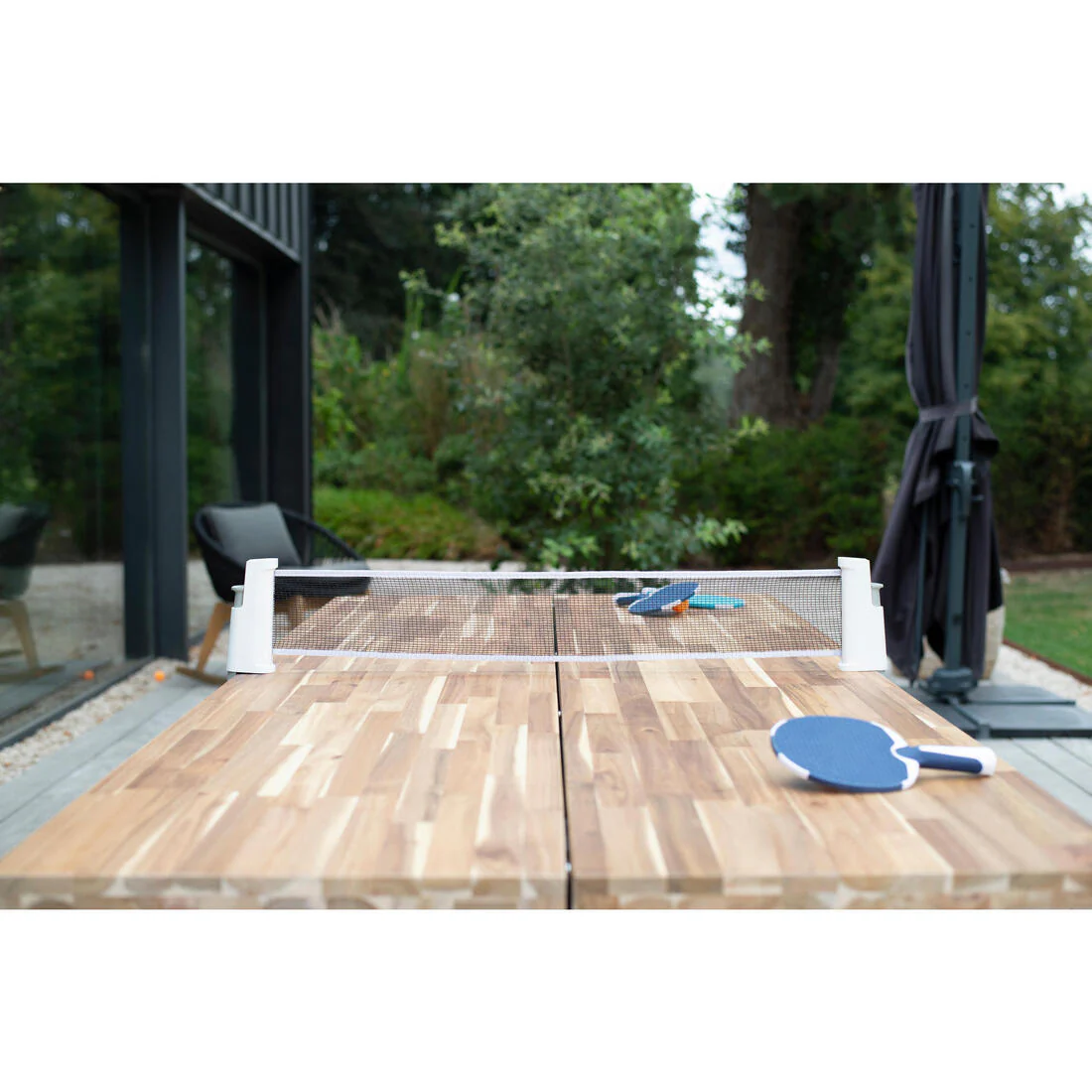 SET POSTES RED DE PING PONG AJUSTABLE ROLLNET BLANCO/GRIS 2 RAQUETAS+2 PELOTAS - Image 10