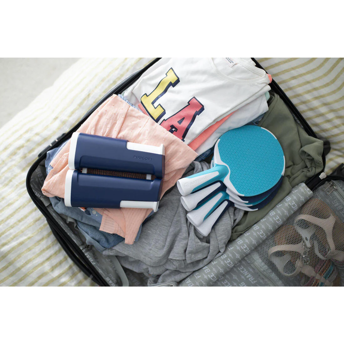 SET POSTES RED DE PING PONG AJUSTABLE ROLLNET BLANCO/GRIS 2 RAQUETAS+2 PELOTAS - Image 11