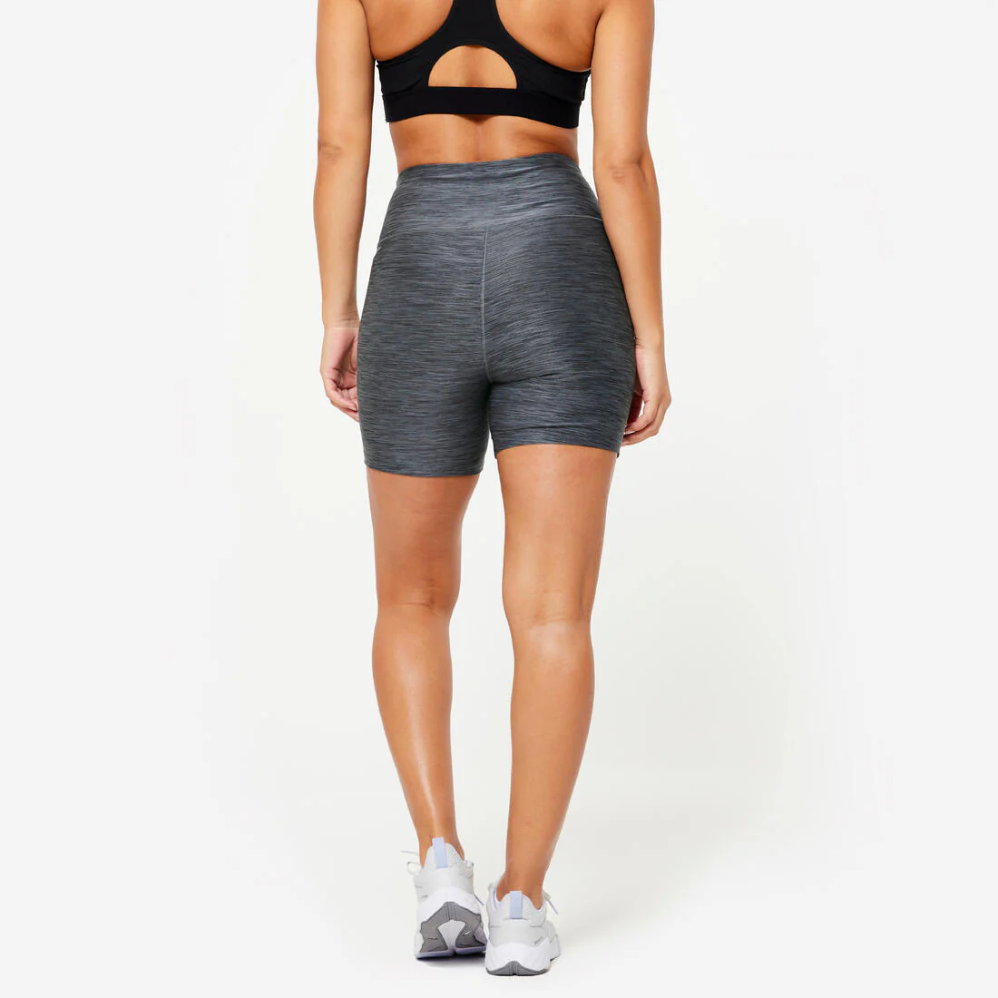 Short Cardio Training Mujer Gris Jaspeado Ajustado - Image 4