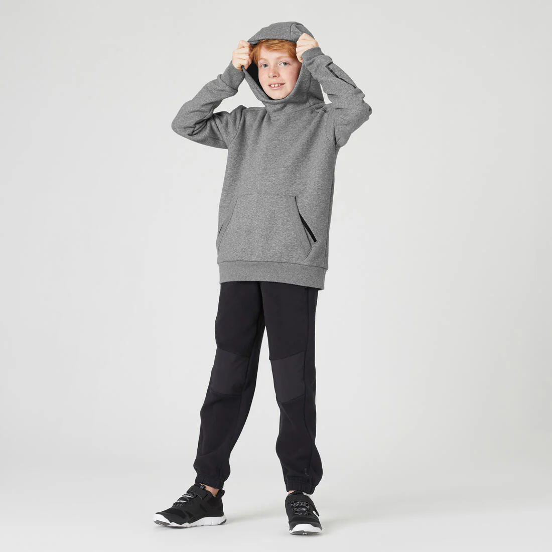 Sudadera 900 Niños Gris Medio Jaspeado Mixta Capucha Cálida - Image 7