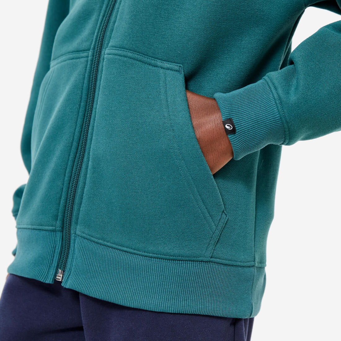 Sudadera deportiva holgada con cierre y capucha verde oscuro - Image 6