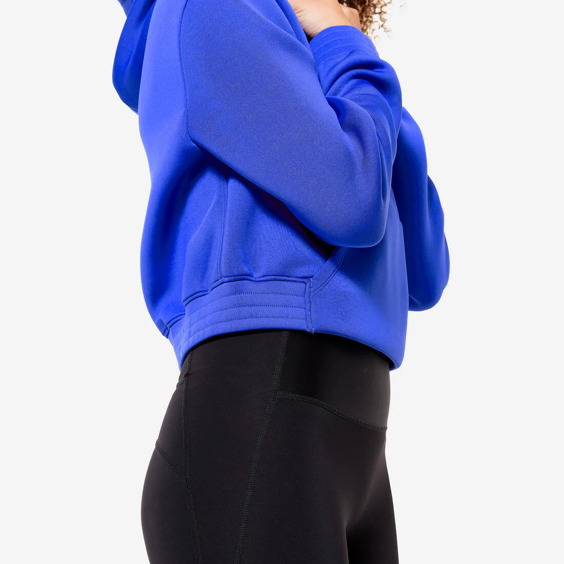 Sudadera Fitness Cardio Azul Crop-Top Capucha - Image 4